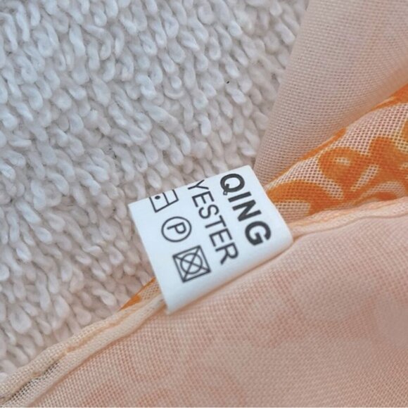 5/$25 Zhenqing Peach Semi Sheer Butterfly Floral Scarf - Picture 3 of 12